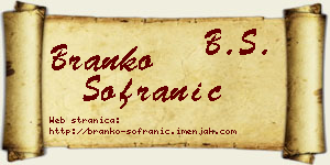 Branko Sofranić vizit kartica
